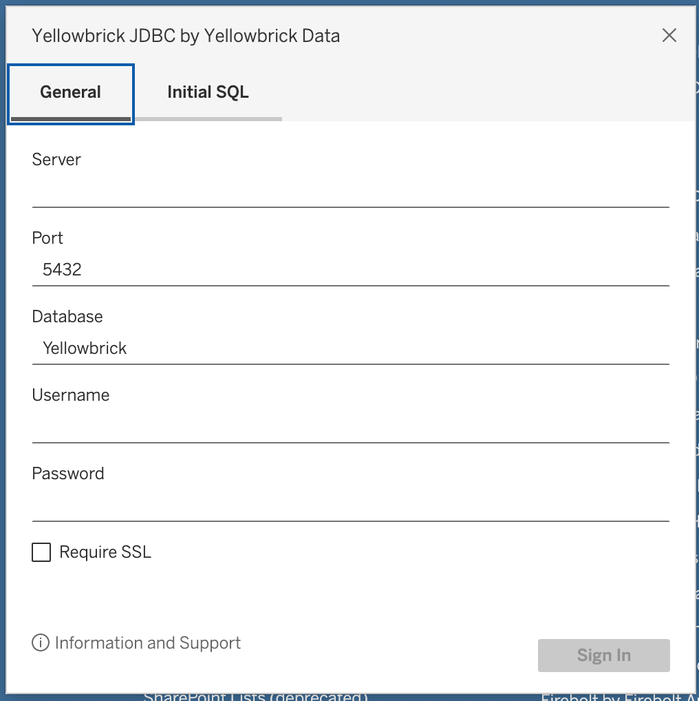 Configure Yellowbrick